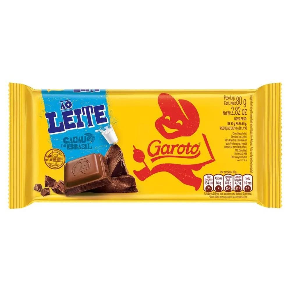 GAROTO TABLETE CHOCOLA AO LEITE 80G