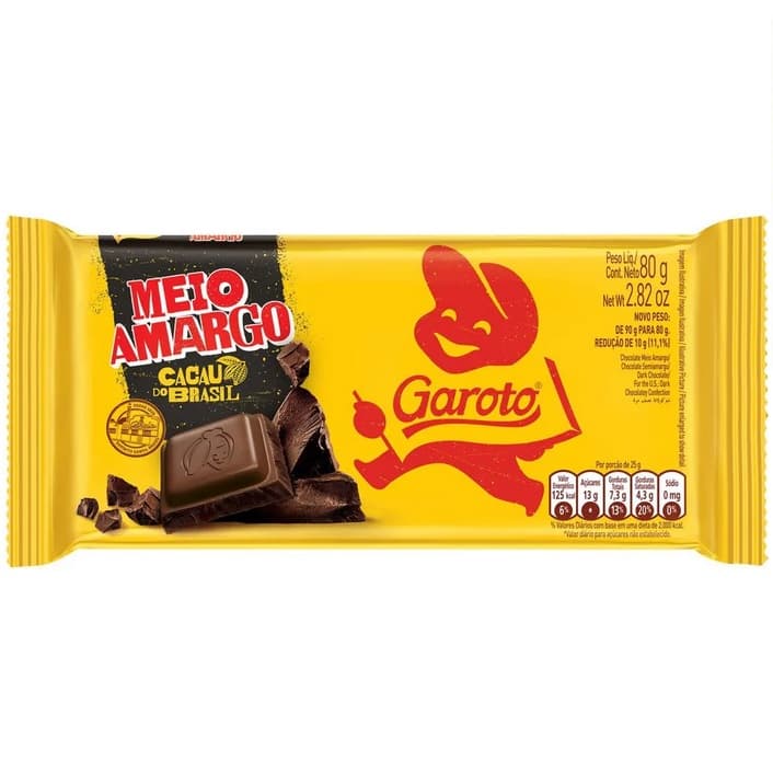 GAROTO TABLETE MEIO AMARGO  80G