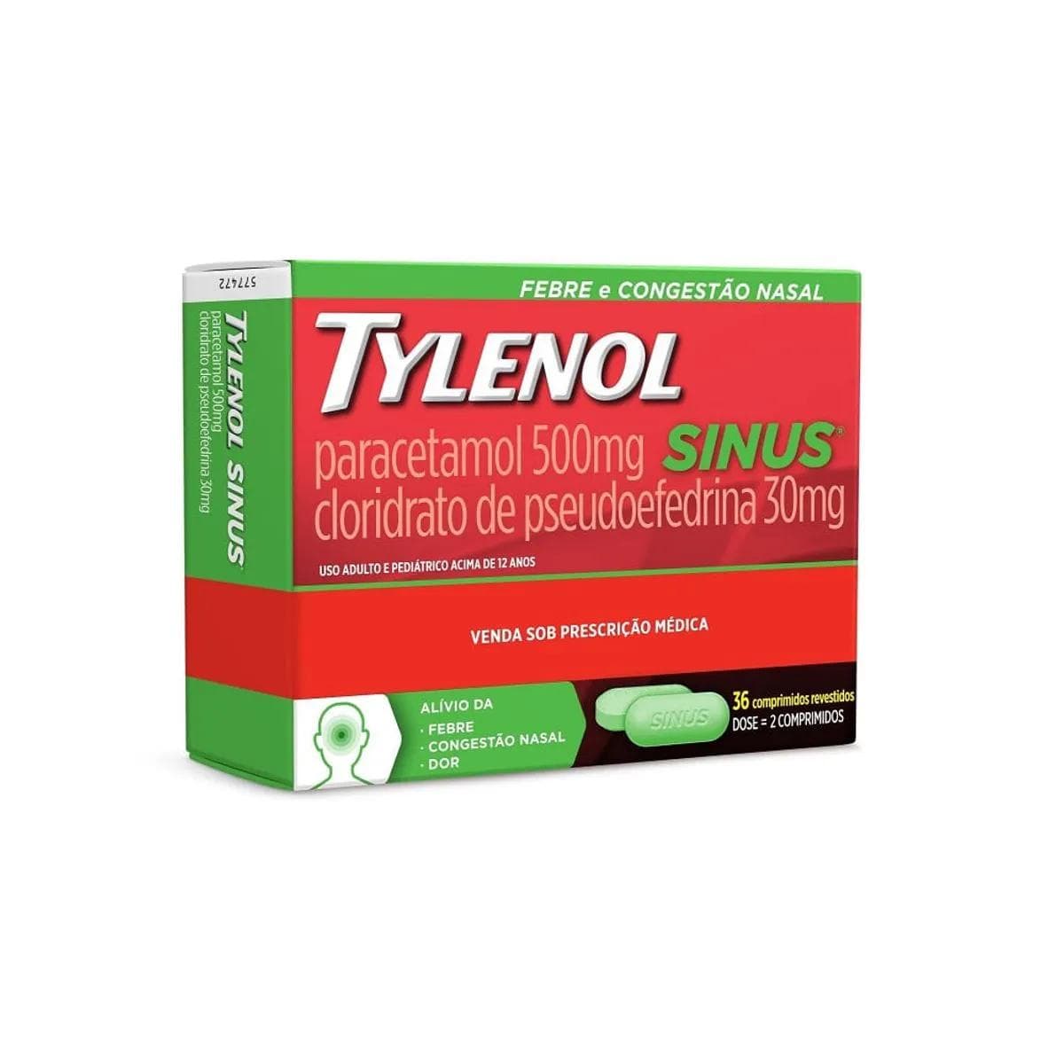 TYLENOL SINUS 500+30MG 36CP REV