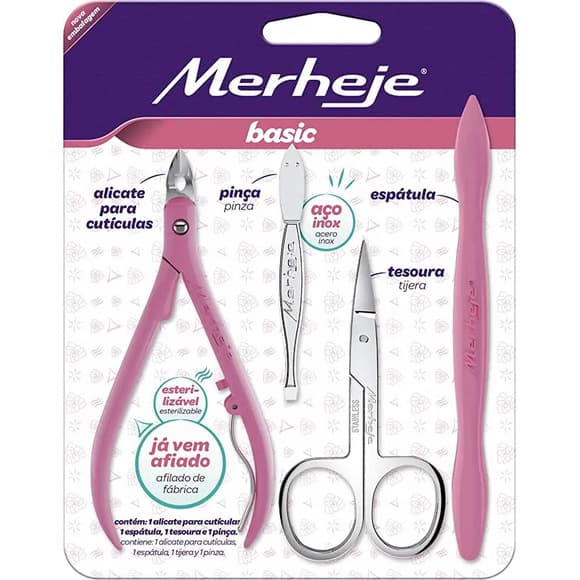 KIT MERHEJE BASIC MANICURE ROSA C/4 PC