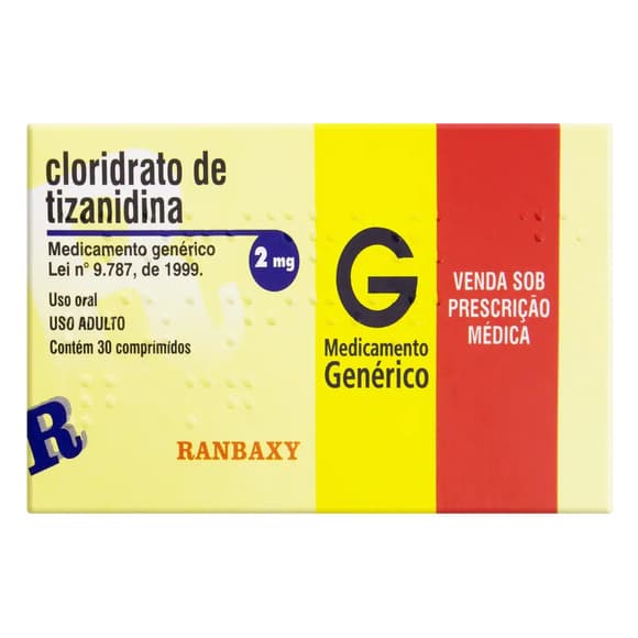 CLORIDRATO TIZANIDINA 2MG GENERICO RANBAXY 30 COMPRIMIDOS