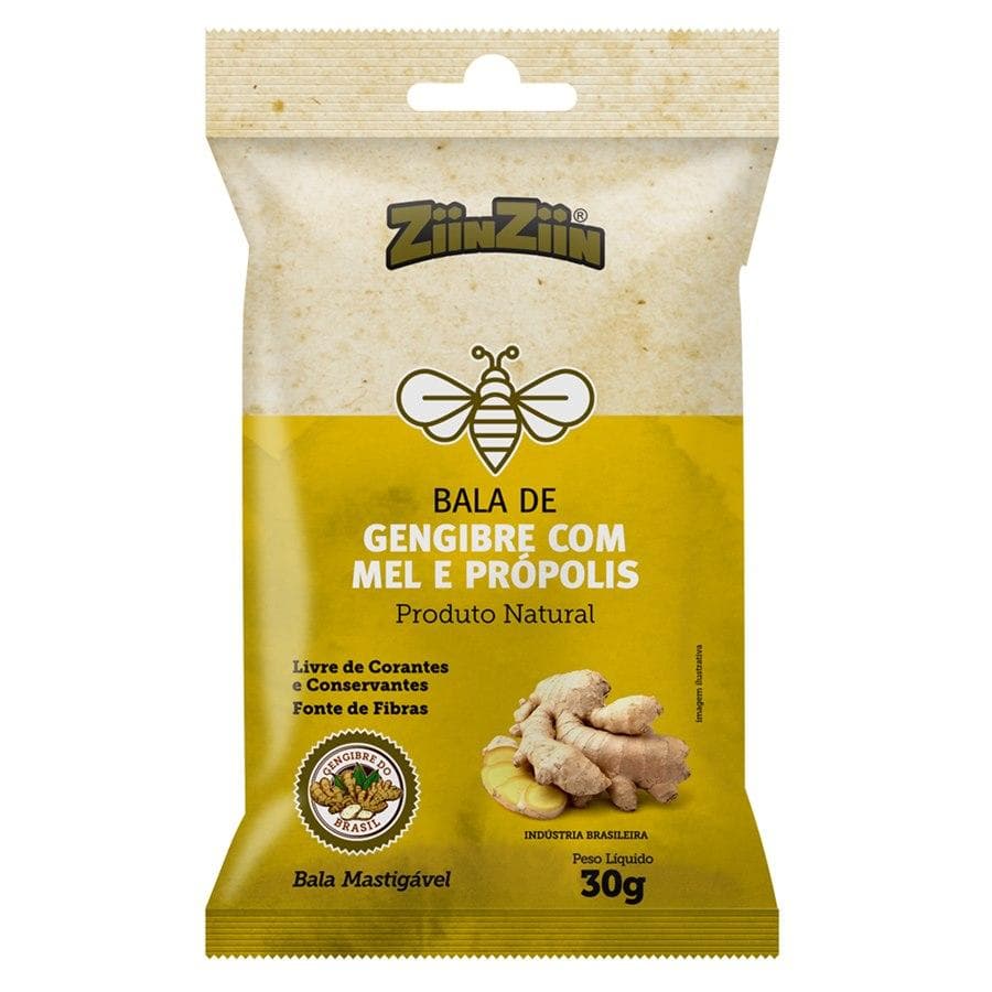 BALA DE GENGIBRE MEL PROPOLIS ZIINZIN 30G