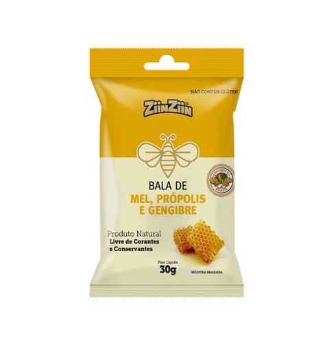 BALA DE GENGIBRE MEL PROPO GENGIBRE PROPOLIS ZIINZIN 30G