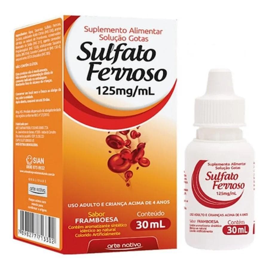 SULFATO FERROSO 125MG/ML 30ML FRAMBOESA