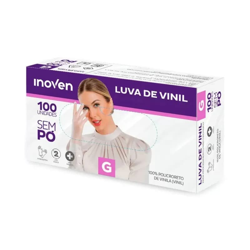 LUVA DE VINIL G SEM PO C/100
