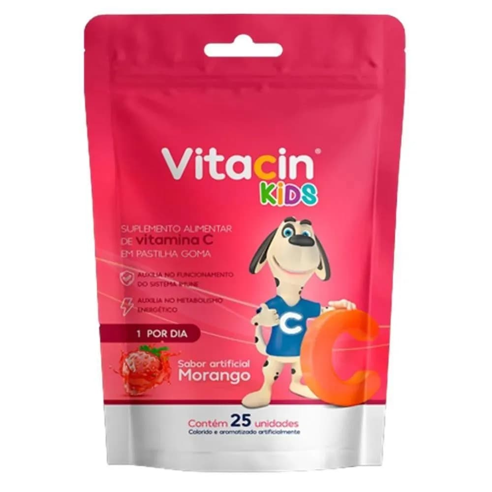 VITACIN KIDS MORANGO  30MG 25 GOMAS